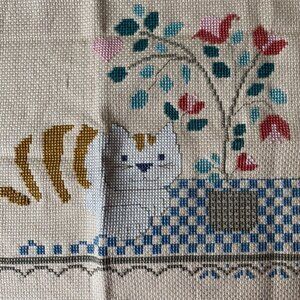 Astor Place Cat cross stitch kit 1983 It is Better ti Feed One Cat Than Many Mic